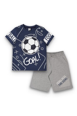Wholesale Boys Patterned T-Shirt and Shorts Set 8-14Y Elnino 1025-22163 - 1