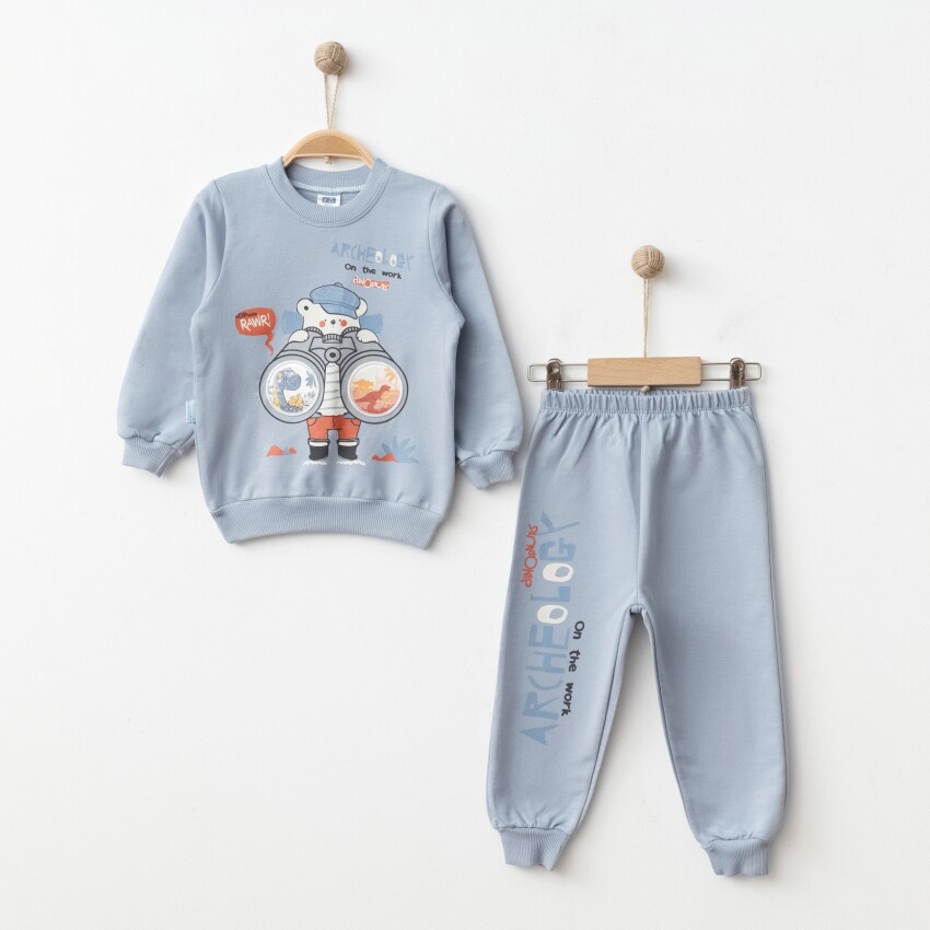 Wholesale Boys Printed 2-Piece Tracksuit 2-4Y Hoppidik 2017-2372 - 1