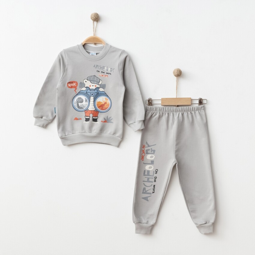 Wholesale Boys Printed 2-Piece Tracksuit 2-4Y Hoppidik 2017-2372 - 3