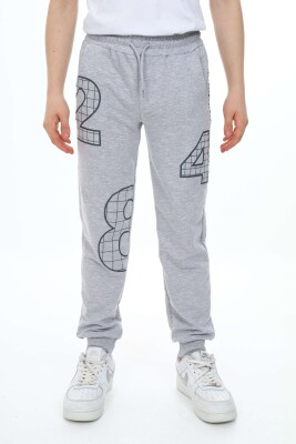 Wholesale Boys Printed Sweatpants 7-10Y Nickel 2060-20069-2 Gray