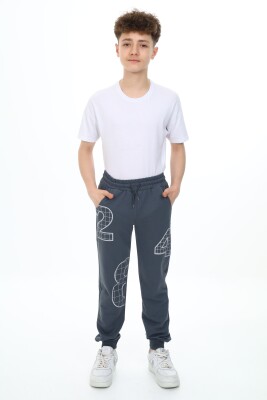 Wholesale Boys Printed Sweatpants 7-10Y Nickel 2060-20069-2 Smoked Color