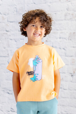 Wholesale Boys Printed T-Shirt 1-12Y Zeyland 1070-252Z3SPR51 Orange