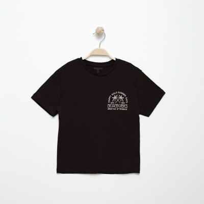 Wholesale Boys Printed T-shirt 10-13Y Divonette 1023-6507-4 Black
