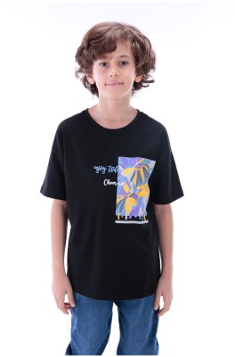 Wholesale Boys Printed T-Shirts XS-S-M-L Divonette 1023-7832-5 Black