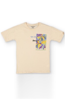 Wholesale Boys Printed T-Shirts XS-S-M-L Divonette 1023-7832-5 Ecru