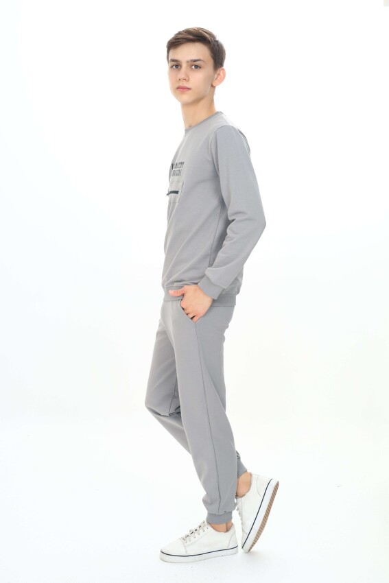 Wholesale Boys Printed Tracksuit Set 11-14Y Nickel 2060-20108-3 - 2