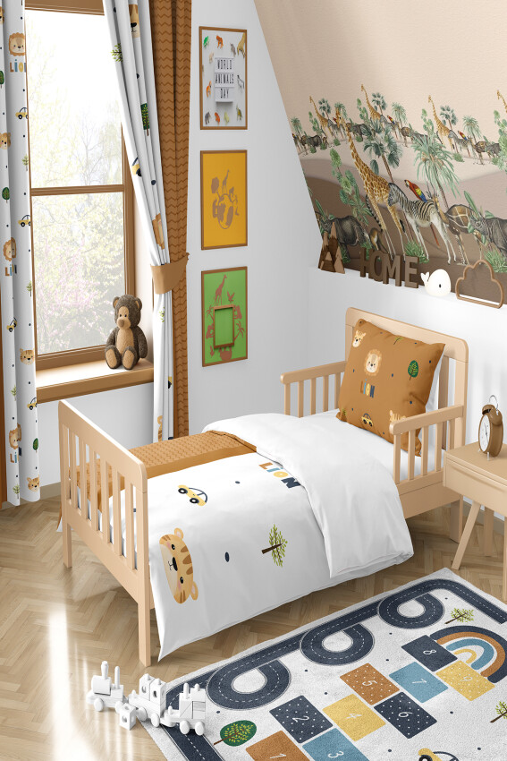 Wholesale Boys' Safari Lion and Jungle Patterned Duvet Cover Set 160*220cm Talia Home 2044-TLAN-011- - 2