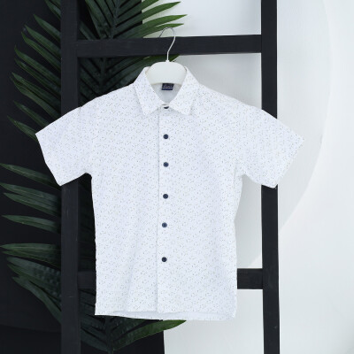 Wholesale Boys Shirt 6-10Y Flori 1067-23724-2 White-Blue