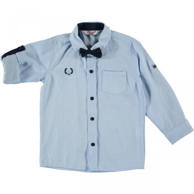 Wholesale Boys Shirt with Bowtie 10-13Y Timo 1018-101000014 Blue