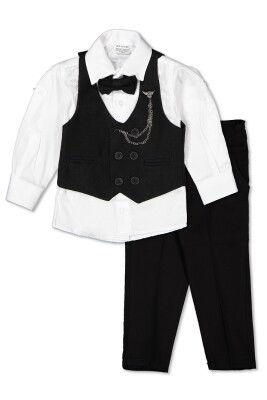 Wholesale Boys Sport Suit Set with Chain and Vest 5-8Y Terry 1036-5577 - 2