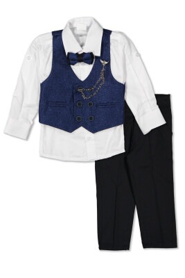 Wholesale Boys Sport Suit Set with Vest and Chain Accessory 1-4Y Terry 1036-5576 - 1