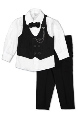 Wholesale Boys Sport Suit Set with Vest and Chain Accessory 1-4Y Terry 1036-5576 - 2