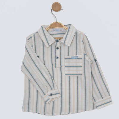 Wholesale Boy's Striped and Long Sleeve Shirt 2-5Y Timo 1018-TE5DÜ012257882 - Timo (1)