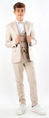 Wholesale Boys' Suit Jacket Vest Shirt Pants Bow Tie Terry 1036-5737 Beige