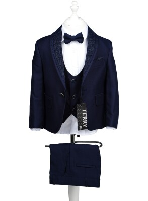 Wholesale Boys Suit Set 3-7Y Messy 1037-5828 Navy 