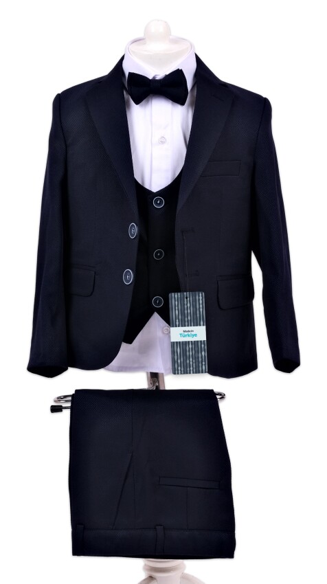 Wholesale Boys Suit Set Jacket Vest Pants Bowtie and Shirt 9-12Y Terry 1036-5402 - 5