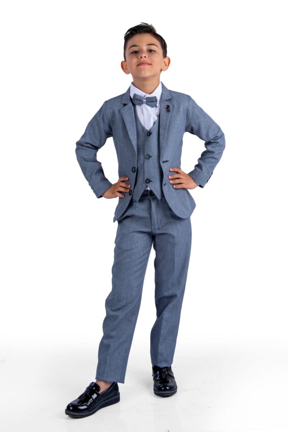Wholesale Boys Suit Set Jacket Vest Pants Shirts and Bowtie 2-5Y Terry 1036-2821 - 1