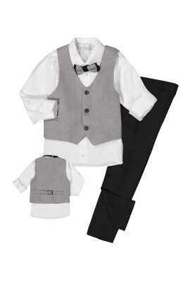 Wholesale Boys Suit Set with 3 Button 5-8Y Terry 1036-5501 Gray
