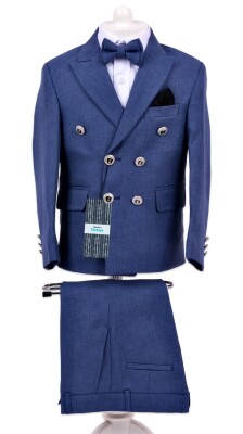 Wholesale Boys Suit Set with Jacket Vest Pants Shirt 13-16Y Terry 1036-5689 Indigo