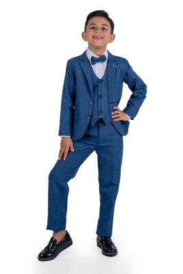 Wholesale Boys Suit Set with Jacket Vest Pants Shirt 2-5Y Terry 1036-2839 Indigo
