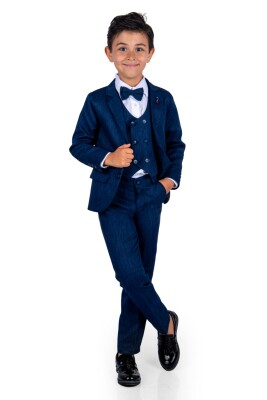 Wholesale Boys Suit Set with Jacket Vest Pants Shirt 6-9Y Terry 1036-2840 Navy 