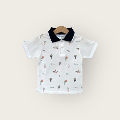 Wholesale Boys T-shirt 1-4Y Algiy Mini 2047-3560 Ecru