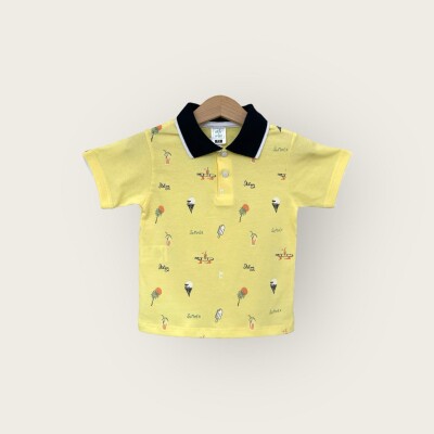 Wholesale Boys T-shirt 1-4Y Algiy Mini 2047-3560 Açık Sarı
