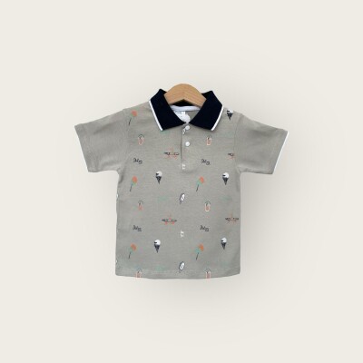 Wholesale Boys T-shirt 1-4Y Algiy Mini 2047-3560 Taş