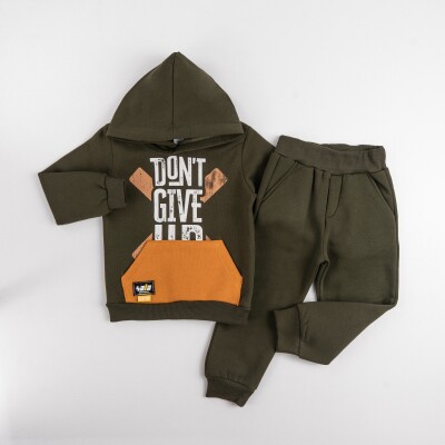 Wholesale Boys Tracksuit Set 1-4Y Pankido 2037-9492 Khaki