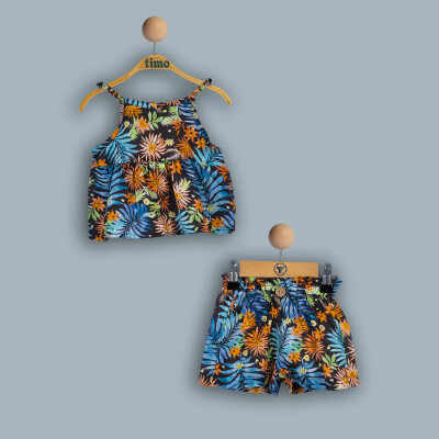 Wholesale Girl 2-Piece with Dress and Shorts Set 2-5Y Timo 1018-TK4DT082241832 Blue