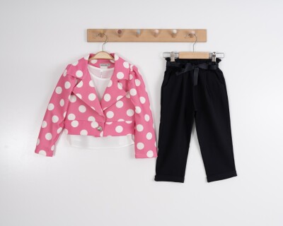 Wholesale Girl 3 Pieces Jacket Set Suit 3-7Y Moda Mira 1080-7132 - 2
