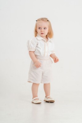 Wholesale Girl 4 Pieces Katan Shirt Short Set Suit 2-6Y KidsRoom 1031-5894 - 1