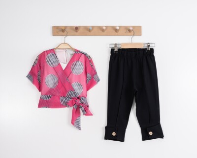Wholesale Girl Conneting Set Suit 3-7Y Moda Mira 1080-7090 Neon Pink
