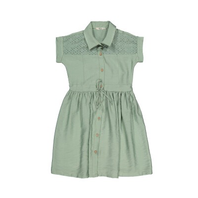 Wholesale Girl Dress 7-10Y Busra Bebe 1016-211046 Green