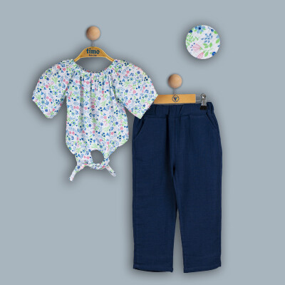 Wholesale Girls 2-Piece Blouse and Pants Set 2-5Y Timo 1018-TK4DT202241712 Blue