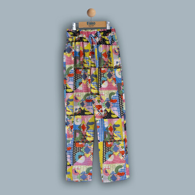 Wholesale Girl Kids Patchwork Trouser 10-13Y Timo 1018-TK4DA062243324 Yellow