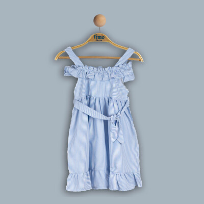 Wholesale Girl Patterned Dress 2-5Y Timo 1018-TK4DÜ042241002 Blue