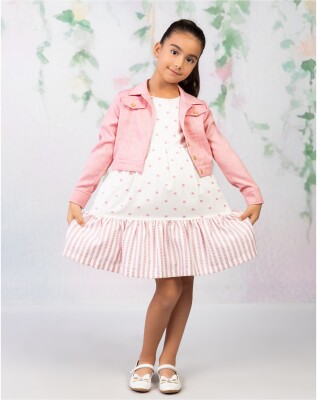Wholesale Girl Point Patterned Jacket Dress Set Suit 6-9Y Wizzy 2038-3481 - Wizzy (1)