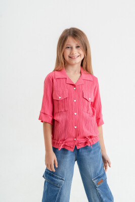 Wholesale Girl Shirt 4-9Y Cemix 2033-3102-2 Fuschia