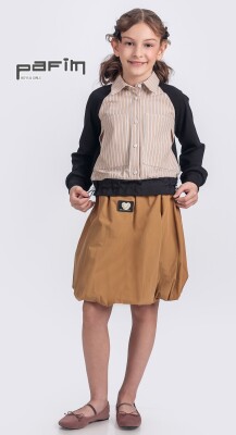 Wholesale Girl Short Balloon Skirt 11-14Y Pafim 2041-2025Y1054 Camel