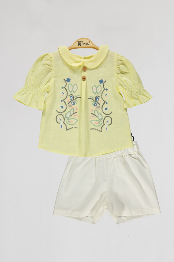 Wholesale Girls 2-Piece Blouse and Short Set 2-5Y Kumru Bebe 1075-4025 - 1