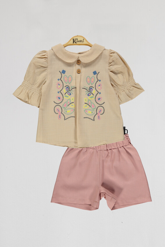 Wholesale Girls 2-Piece Blouse and Short Set 2-5Y Kumru Bebe 1075-4025 - 2