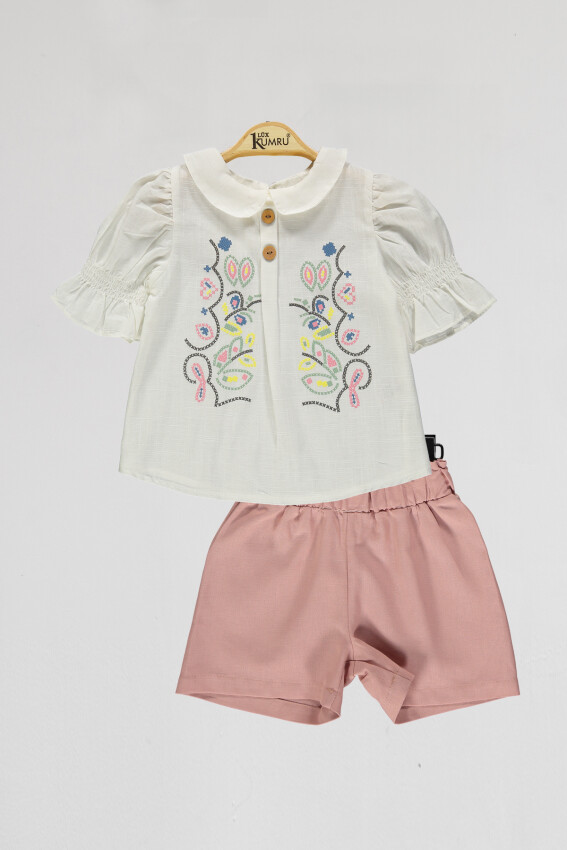 Wholesale Girls 2-Piece Blouse and Short Set 2-5Y Kumru Bebe 1075-4025 - 3