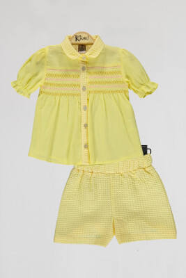 Wholesale Girls 2-Piece Blouse and Shorts Set 2-5Y Kumru Bebe 1075-4092 Yellow