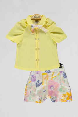 Wholesale Girls 2-Piece Blouse and Shorts Set 2-5Y Kumru Bebe 1075-4101 Yellow