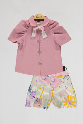 Wholesale Girls 2-Piece Blouse and Shorts Set 2-5Y Kumru Bebe 1075-4101 - Kumru Bebe