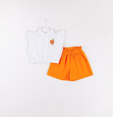 Wholesale Girls 2-Piece Blouse and Shorts Set 3-6Y Büşra Bebe 1016-24135 Оранжевый 
