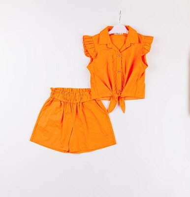 Wholesale Girls 2-Piece Blouse and Shorts Set 7-10Y Büşra Bebe 1016-24129 Оранжевый 