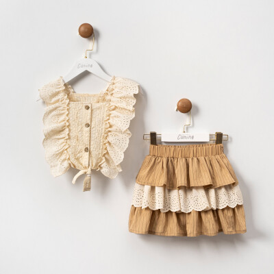Wholesale Girls 2-Piece Blouse and Skirt Set 2-5Y Cumino 1014-CMN3493 - 1