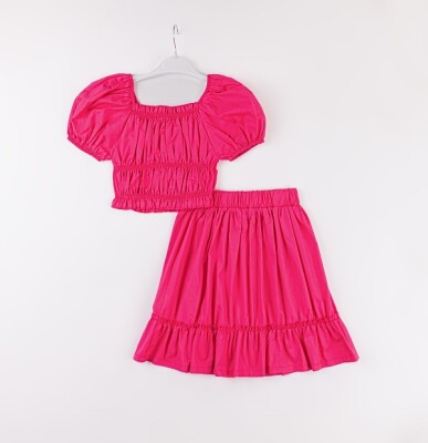 Wholesale Girls 2-Piece Blouse and Skirt Set 7-10Y Büşra Bebe 1016-24144 Пурпурный 